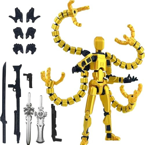 YGCHEN YGCHEN Figurine d'action T13 Action Figur Dummy 13 Figurine d'action Titan 13 Robot Mobile Multi-Articulations Imprimée en 3D Jouet Enfant Anniversaire Cadeaux (Jaune)