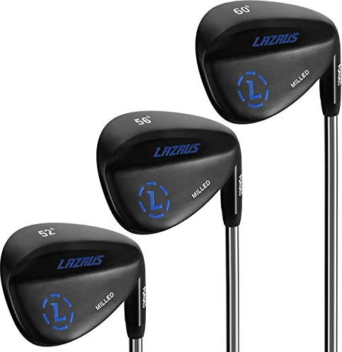 LAZRUS Premium Forged Golf Wedge Set for Men - 52 56 60 Degree Golf Wedges + Milled Face for More Spin - Great Golf Gift (Black, 3 Wedges (52,56,60)