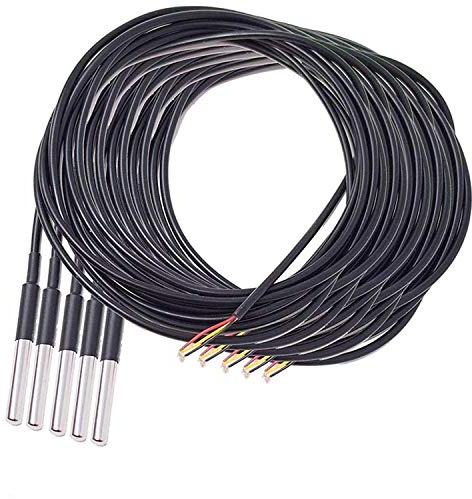 AZDelivery 5 x DS18B20 3M Kabel digitaler Edelstahl Temperatursensor Temperaturfühler, wasserdicht kompatibel mit Arduino und Raspberry Pi inklusive E-Book | kompatibel mit Shelly Temperatursensor