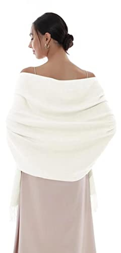 RIIQIICHY Women Scarf Ivory Pashmina Shawls and Wraps for Wedding Ladies Winter Scarves
