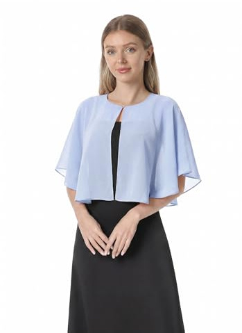 Hotshawl Capelets suaves capas chales y envolturas para vestido de gasa de encogimiento de hombros de la boda capa de cobertura - Azul - talla única