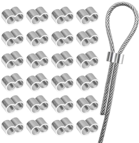25 Manchons de Presse Professionnel 10 mm pour Serre-Câble, Manchons en Aluminium Doubles Manchons de Serrage Idéal pour Câbles d'Expansion, Inoxydables, Bâches et Câbles en Caoutchouc