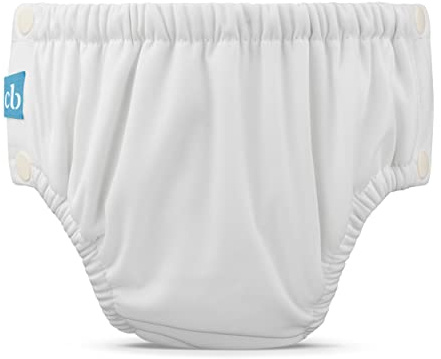 Charlie Banana Pannolino da nuoto riutilizzabile, lavabile, facile da indossare e togliere, per neonate, ragazzi, morbido e aderente, impermeabile, per evitare perdite, bianco - L