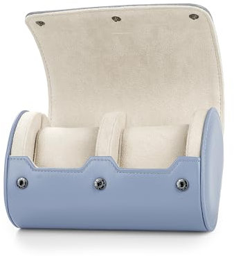Oirlv Pu Pelle 2 Fessure Scatola Orologi, Scatola porta Orologi Uomo,Per Viaggio,Natale,Anniversario,Compleanno(Blu Chiar)