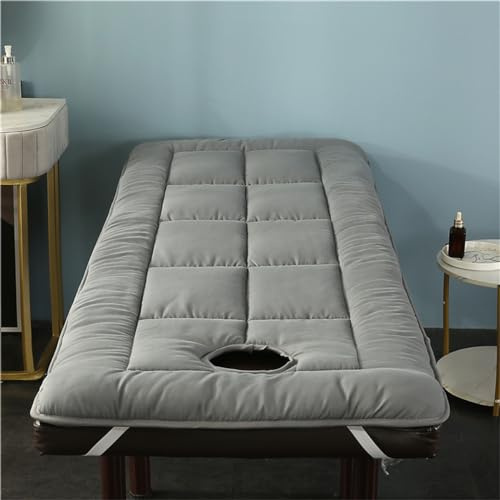 Soft Lash Sängöverdrag med Bekvämt Hål Madrassöverdrag med Fyra Hörnband Och Ansiktshål Andningsaktiv Madrass Tatami Spa Massagesäng Mattress med hål (grå, 60 x 180 cm)