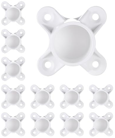 12 Pack 1” PVC Flange Table Leg Cap Fittings, PVC Table Screw Caps for DIY Pole Holder Projects, Furniture Support Feet, Making Storage Shelves Support Feet, White