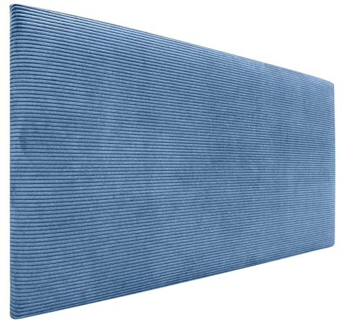 DHOME Kopfteil in unifarbenem Cord, hohe Qualität, modernes gepolstertes Kopfteil, Luxus-Bett, gepolstertes Schlafzimmer (Blau, 90 cm)