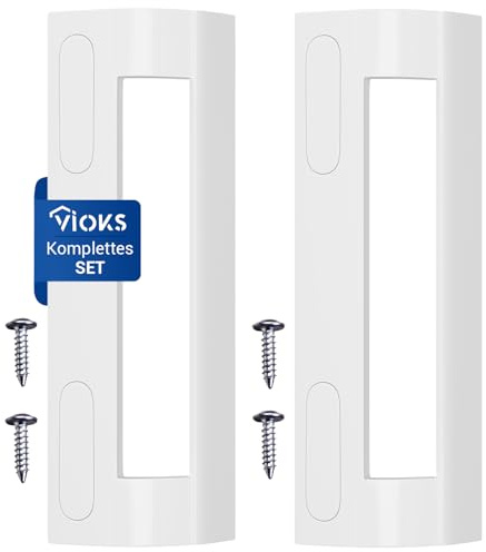 VIOKS 2 x dörrhandtagsset, vitt, 200 x 70 x 45 mm, kylskåp, universellt handtag med monteringsavstånd 82–163 mm, för kylskåpsdörr och frys, reservdelar frys