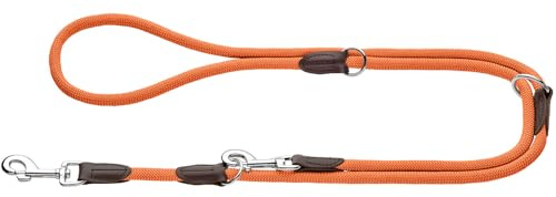 Hunter Verstellbare Hundeführleine Freestyle, Farbe: orange, robust & wetterfest, 3-Fach verstellbar, Tau mit Polyamid-Kern, liegt weich in der Hand, pflegeleicht, Größe: 08/200