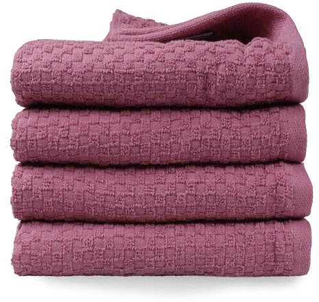 DoubleDry Popcorn Handtücher Set– 4er Set 50x100 cm Baumwolle – 420 g/m² – Weich & Saugstark – Badetuch badehandtücher - Oeko-Tex Made in Green Zertifiziert (Rosa)