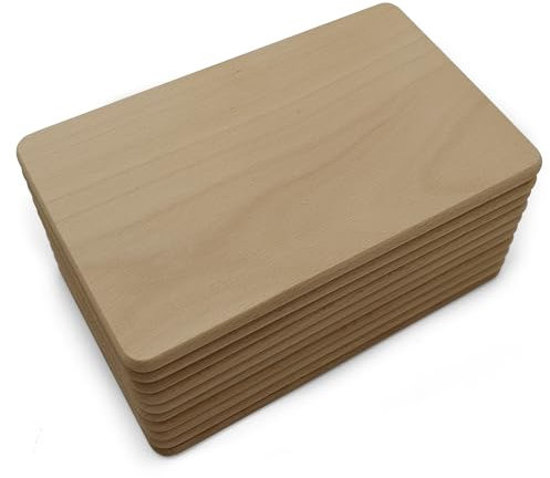 HolzFee Frühstücksbrettchen Holz groß Set 10 Stück Vesperbrettchen Küchenbrettchen Vollholz Buche (25,5 x 15,5 x 1 cm)