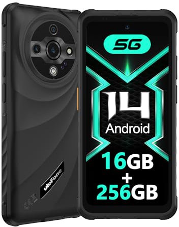 Ulefone Armor X31 Pro 5G Outdoor Smartphone 2025, 16GB+256GB/SD-2TB Android 14 mit Blendende Taschenlampe 64MP + 25MP Kamera 6,56” 120Hz 6050mAh Handy 3-Slots/GPS/Face ID/Fingerprint/OTG/NFC Schwarz