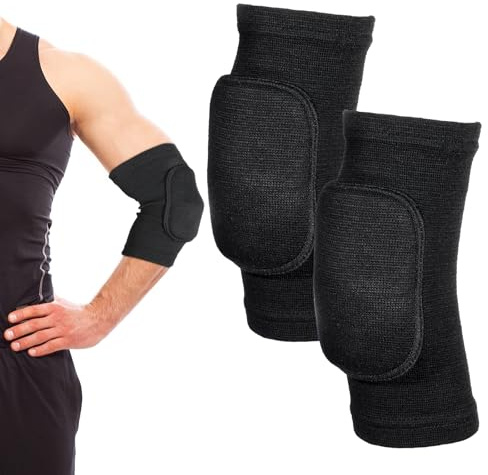 cobee 1 Pair Tandem Volleyball Elbow Pads, Arm Brace Ventilate Sport Elbow Protector Strap, Black Elbow Pads Arm Pads With Padded Soft Support Cushion for Men And Women
