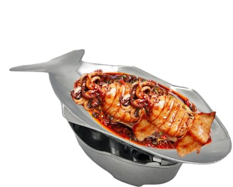 Fiskformad tallrik Hotpot-set – elegant serveringsset, keramikskål | perfekt serveringsfat för mat, fiskform, matbricka med fiskdesign, thailändsk aluminiumtallrik, servering