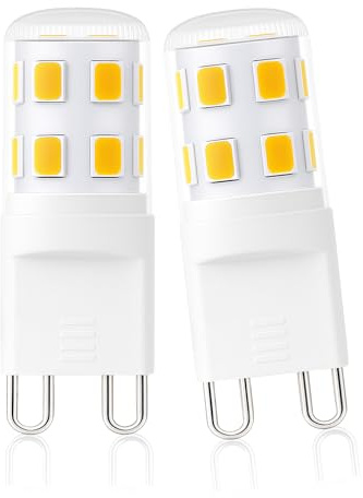 Cinsenten G9 LED Leuchtmittel 2W Warmweiß 3000K Ersatz für G9 20W 25W 28W Halogenlampe, Kleine G9 LED Birne, Enegiesparende Kein Flackern Nicht Dimmbar 2er Pack