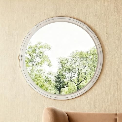 Finestra Rotonda A Giroletto,Finestra Seminterrato,Finestre Di Ventilazione Girevoli A 360°,Per Bagno,Camera Da Letto, Soggiorno Cucina(White1,70cm/27.5in)