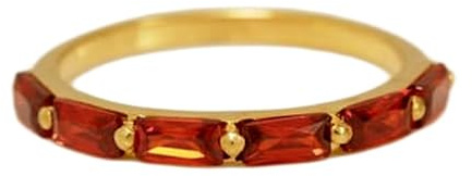 Halvevigt halsband i 925 sterlingsilver med naturlig röd granat (färg: röd) | Guldpläterad ring och diamantbelagd | LK_DHR_0980