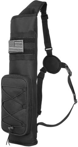 Archery Quiver for Arrows with Front Zip Bag, Back & Shoulder Quiver with Adjustable Strap for Compound Recurve Bow,Target Practice and Outdoor Archery (Black)