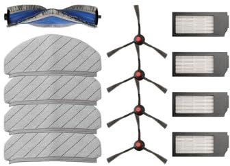 Yeedi - Kit de accesorios para aspiradora C12 y Pro Plus - 4 trapos de microfibra para fregar, 4 cepillos laterales, 4 cepillos de rodillo, 1 filtro HEPA - Repuesto P