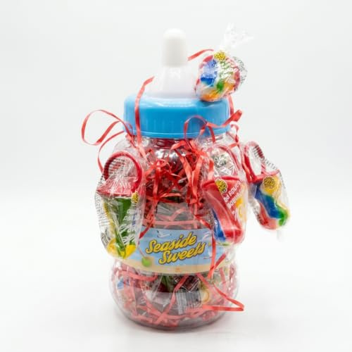 Seaside Sweets Fruit Flavour Dummy Pops 30 x 65g Large Hard Rock Lollipops Individually Wrapped in Giant Reusable Money Box Tub