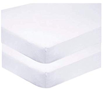 Sasma Home - 2 x Cot Fitted Sheets 120x60cm - 100% Cotton, Soft breathable baby cot sheets (White)