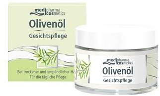 Olivenöl Gesichtspflege Spar-Set 2x50ml. Bei trockener und empfindlicher Haut. Für die tägliche Pflege. Mit kaltgepresstem Olivenöl der Extraklasse, Avocado-, Weizenkeim- und Mandelöl.