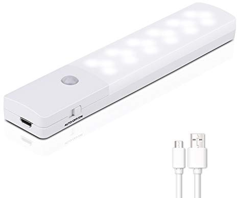 harmiey Motion Sensor Light, 18 LED Automatic Night Light Rechargeable Indoor Super Long Battery Life Removable Magnetic Strip for Closet, Cabinet, Stairs, Drawer, Pantry, Cupboard, Wardrobe(1 Pack)