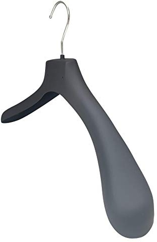 Kiroplast 10 perchas de goma antideslizantes con hombros anchos (42 cm), color negro, acabado texturizado, fabricado en Italia