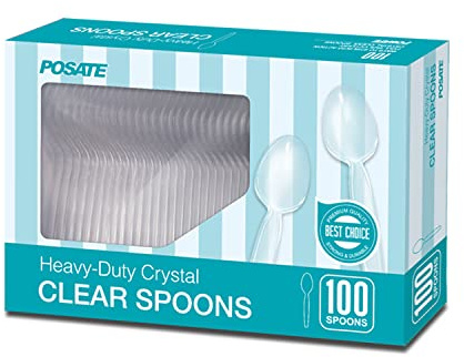 POSATE Heavyweight Plastic Spoons, Clear, 100 Count