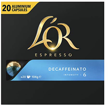 L'Or Espresso Café Decaffeinato - Intensité 6 - 20 Capsules en Aluminium Compatibles avec les Machines Nespresso®*