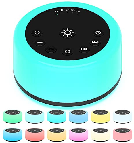 Soother Sleep Sound Machine Night Light White Noise Machine with 30 Soothing Sounds & 12 Color Night Lights for Baby Kids Adults Brown Noise Machine with Timer & Continuous Play for Home Travel Office