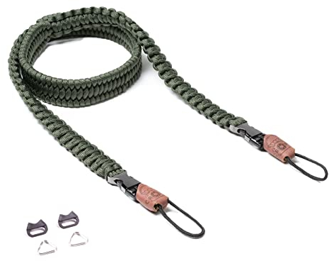 C-Rope Kameragurt THE TRAVELER handgeflochten aus Paracord, Schultergurt mit Schnellverschluss, 140cm, Oliv