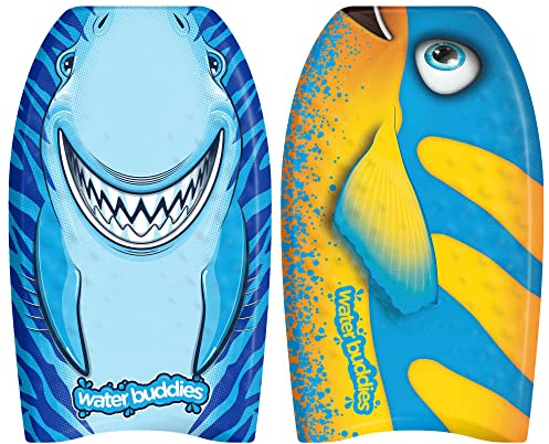 Water Buddies 22in Mini Bodyboard 2-Pack // Foam Wax Free Soft Kickboard Bodyboard for Adults and Kids of All Levels