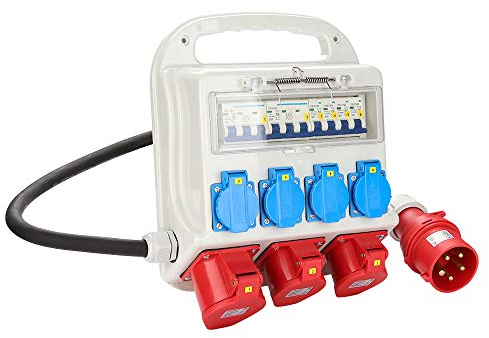Randaco Répartiteur de courant de chantier 5 pôles avec disjoncteur et lourd, IP44