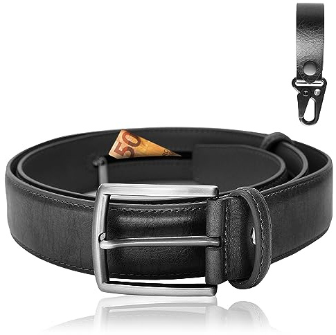 BLAINDERS Ceinture Porte-Monnaie en Cuir, Pochette Secrète d'homme et de Femme, Ceinture Cache Billets, Idéal pour Une Meilleure Sécurité en Voyage et Travail. (Noir)