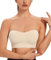 Gnowann Bandeau Bra Seamless Removable Padded Strapless Bra Tube Tops Comfortable Soft Bralette with Convertible Straps, Beige, M