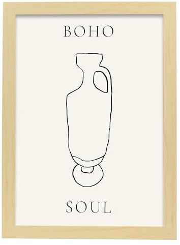 Nacnic Vaso del pavimento Foglia. In Vasi spirituali Manifesto. Dipinti decorativi estetici per il tuo soggiorno, camera da letto, casa Dimensioni A3 con cornici Lightwood