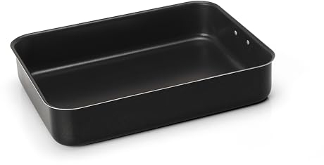 Zanetti - Jumbo, Lasagnera Antiaderente Misura 25 x 18 cm, Lasagnera Rettangolare con Anello per Appendere, Salvaspazio, Colore Nero, Made in Italy