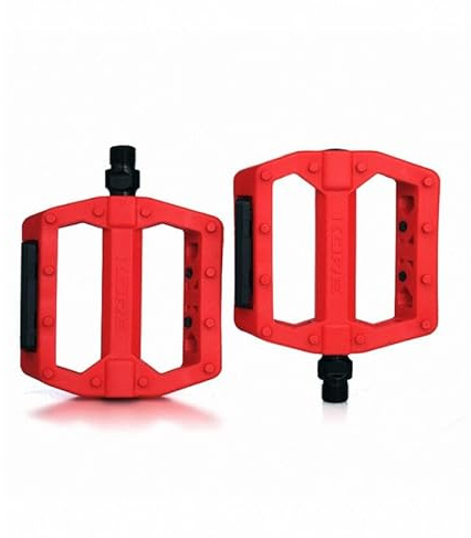 Inovey 9/16 Cojinetes Ultraligeros Pedales De Bicicleta De Montaña MTB BMX Bicicleta De Carretera Bicicleta Plegable Pedal De Nylon Antideslizante Accesorios De Ciclismo -Rojo -14mm