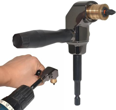Doslilyy Accesorio de taladro, adaptador de taladro ajustable, mango ergonómico, adaptador de broca de ángulo recto para espacios reducidos, taladros manuales inalámbricos
