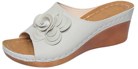 Allbestop Tongs Femme,Sandale Femme Respirantes Semelles Épaisses Compensées Chaussons Plats d'été pour Femmes Mule Intérieur Chaussures Pied Nu Sandales et Orthopédiques,Sandales Talon(Light Gris,38)
