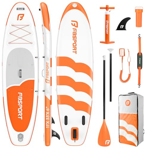 FBSPORT Tabla Paddle Surf Hinchable 335cm, Sup Board con 15cm de Grosor Extra, 160 kg Capacidad de Carga, Juego Completo con Remo Ajustable, Bomba & Accesorios, Viajes de Yoga Surf