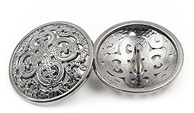 10PCS Clothes Button - Retro Hollow Sewing Button Shank Round Shaped Metal Button Set for Men Women Blazer, Coat, Uniform, Shirt, Suit and Jacket (Silver, 25mm)