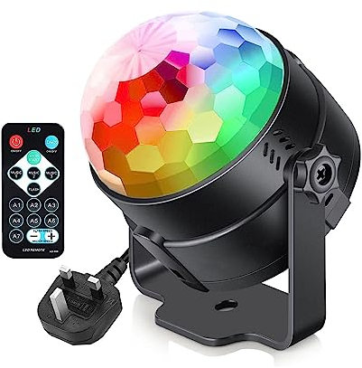 Disco Lights, 360° Rotation Sound Activated Disco Ball Party Lights with Remote Control - 3W RGB Dynamic Light Effect for Kids Birthday, Friends Gathering, Home Disco, Xmas (1)