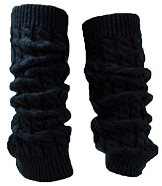 xtsfx Jambières Premium Qualité, Femmes Dames Filles À La Mode Stretch Long Doux Hiver Chaud Jambières Tricotées Crochet Long Chaussettes Tressées Tricotées Warmers Chaussettes Boot Cover Noir