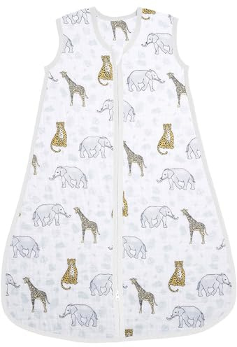 aden + anais Baby Sleeping Bag, 100% Cotton Muslin, Wearable Swaddle Blanket for Girls & Boys, Newborn Sleep Sack, Breathable & Lightweight, TOG Rating 1.0, 0-6 Months, jungle