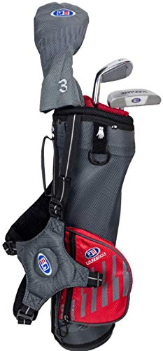 U.S. Kids Golf Club Set Ultralight 2020, 100-168 cm Player Height, 3-13 Years, 3 Clubs - 39 inches/ 100-107 cm, Grey/Red, Right