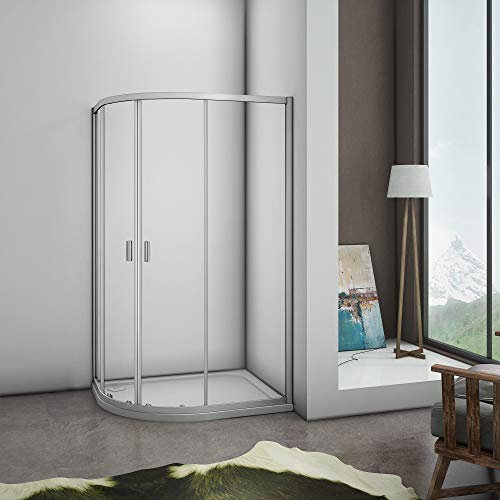 Mamparas de ducha Semicircular Puerta Corredera Gris Mate Curva Italiana 5mm 80x120x185cm