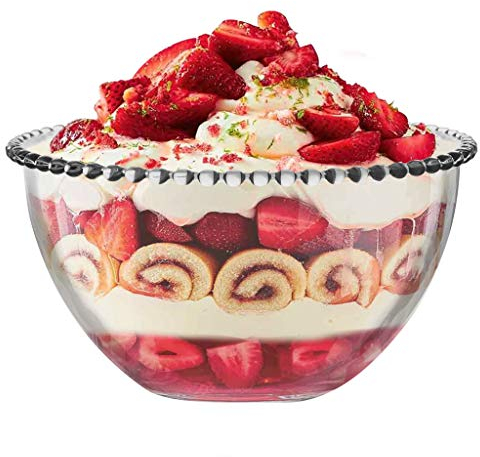 Large Glass Bowl Decorative 2L Dessert Trifle Serving Bowl N319