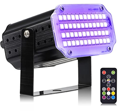 Mini Strobe Lights, 48 LED Disco Lights, Upgraded Party Light with Remote Control, Sound Activated and Speed Control LED for Disco, Wedding, Christmas, Halloween, and Party